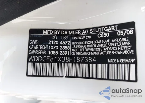 2008 Mercedes-Benz C 300 Luxury 4Matic/Sport 4Matic z USA, uszkodzony, nr VIN WDDGF81X38F187384